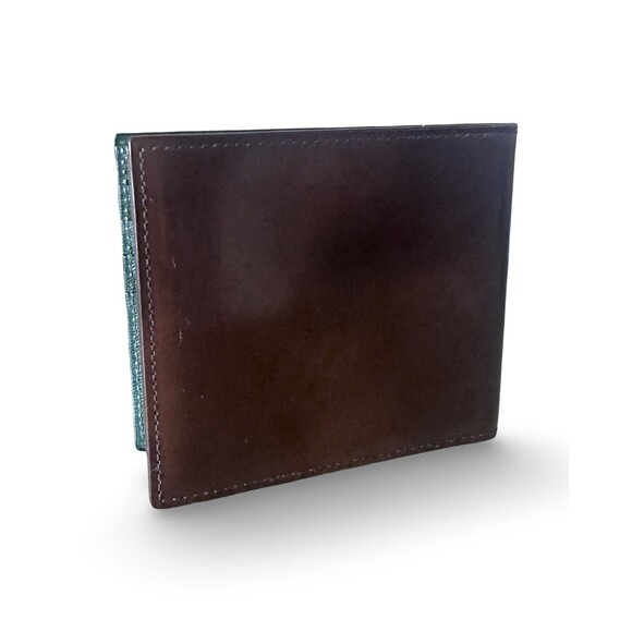 DUNHILL Bi-fold billing Club line brown mahogany green enamel leather Authentic - Picture 4 of 12